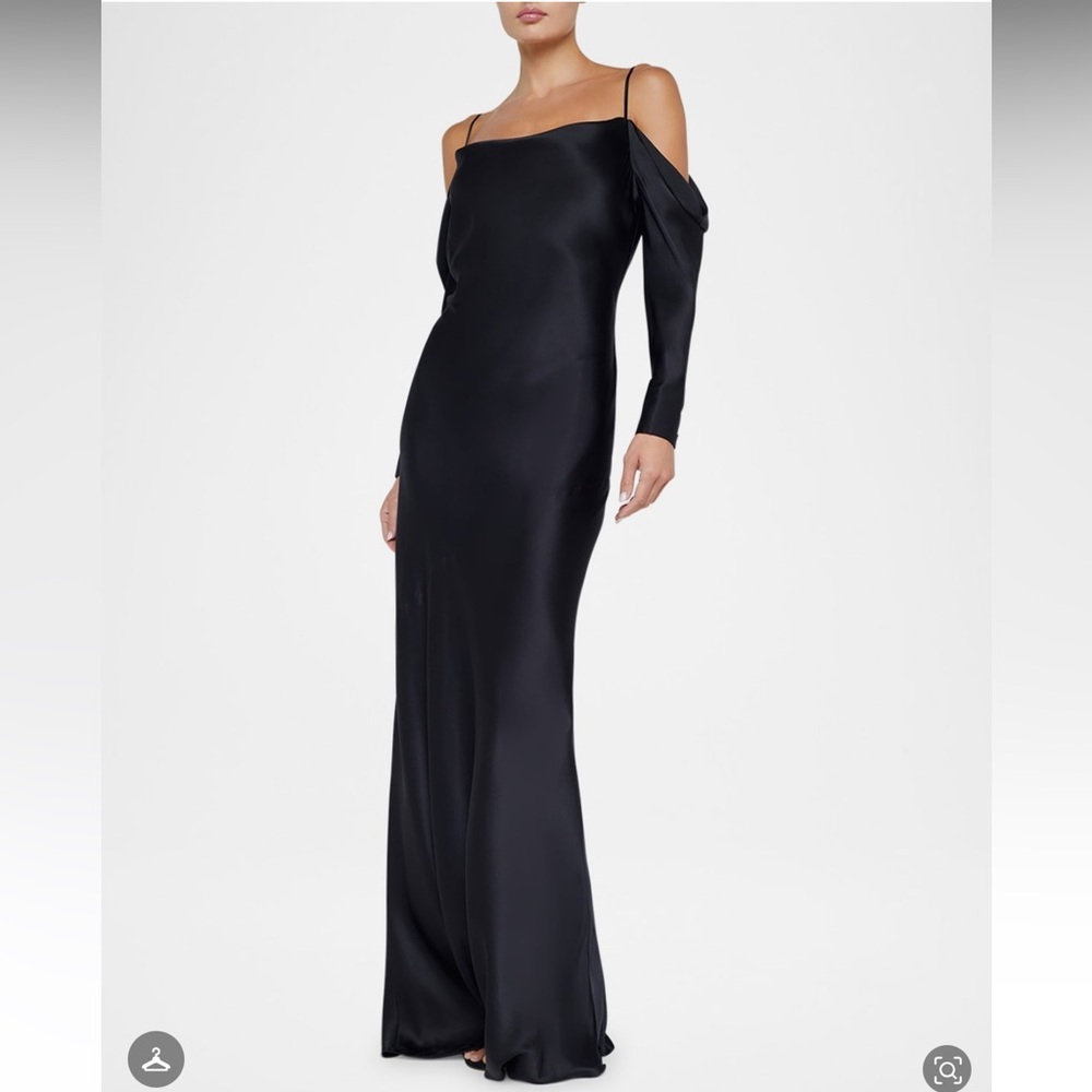 NWT L'AGENCE Melly French Cuff Off Shoulder 100% Silk Dress Maxi Cocktail Dress - Picture 3 of 15
